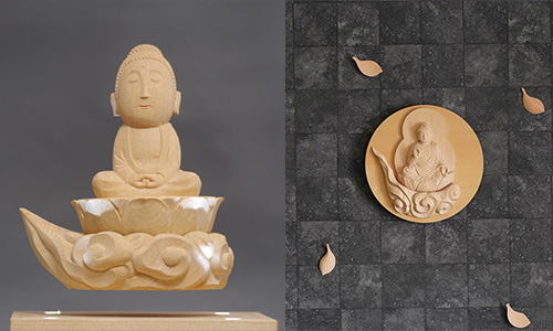 仏師 三浦鷹山氏の仏像の展示